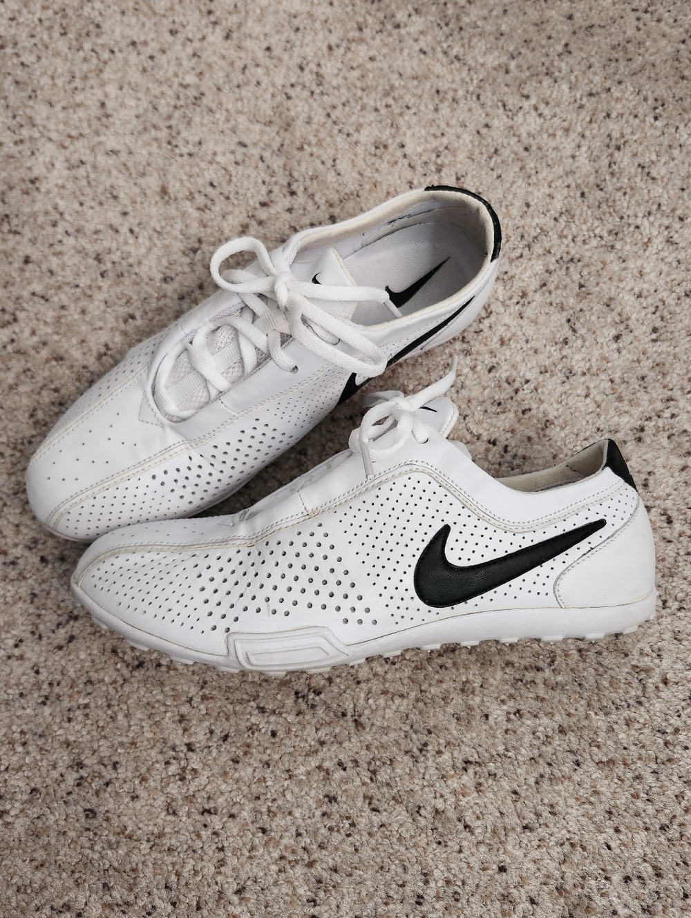 Nike White and Black Perforated Athletic Shoes